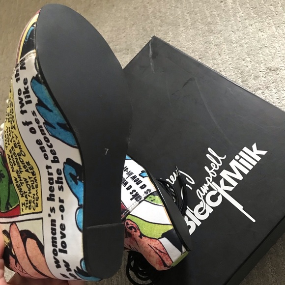 BNIB Jeffrey Campbell x Black Milk ‘Sick of Men’ 99 Tie Lace-Up Wedges / Size 7 - Picture 7 of 12